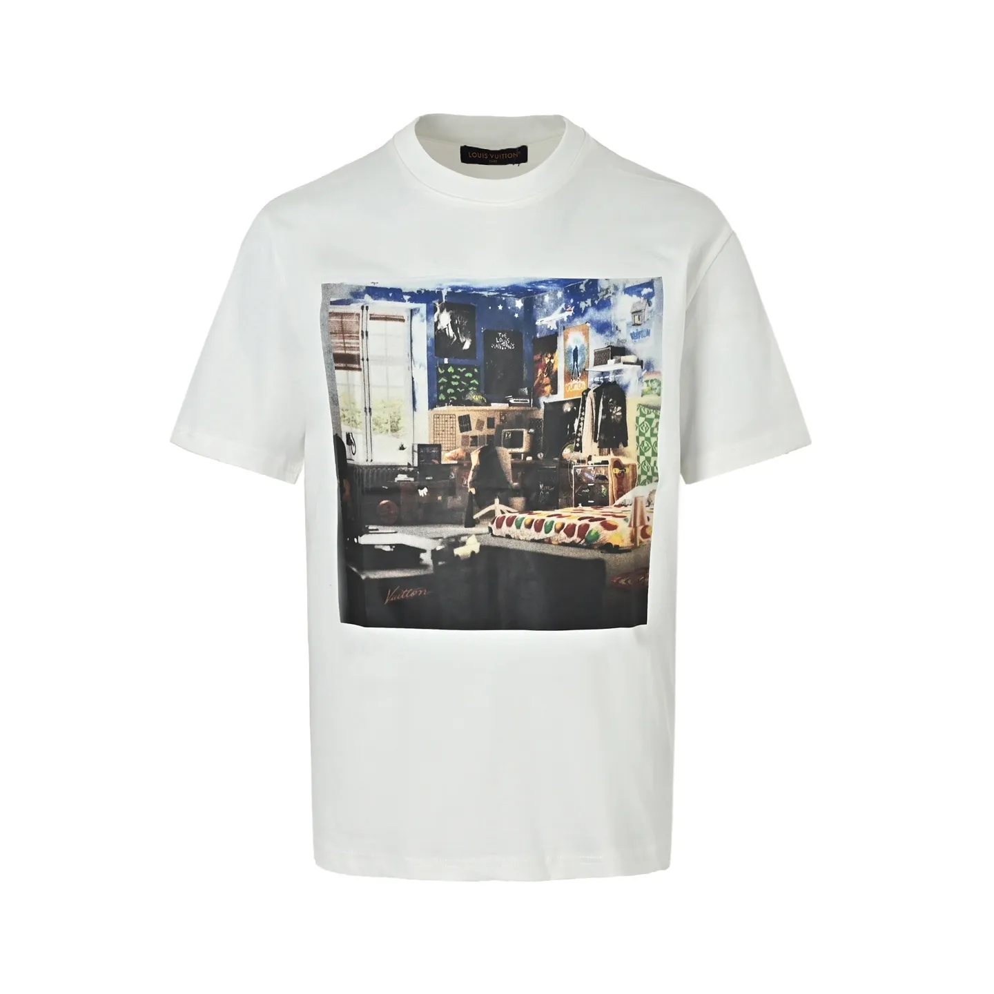Louis Vuitton/Louis Vuitton oil painting graffiti printed short sleeves